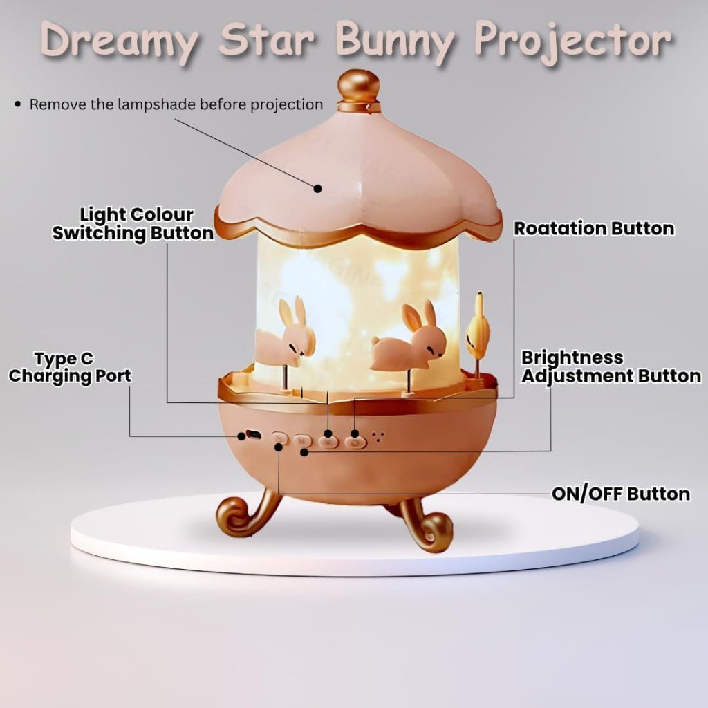 Star Projector Bunny Night Light Rabbits Night Light