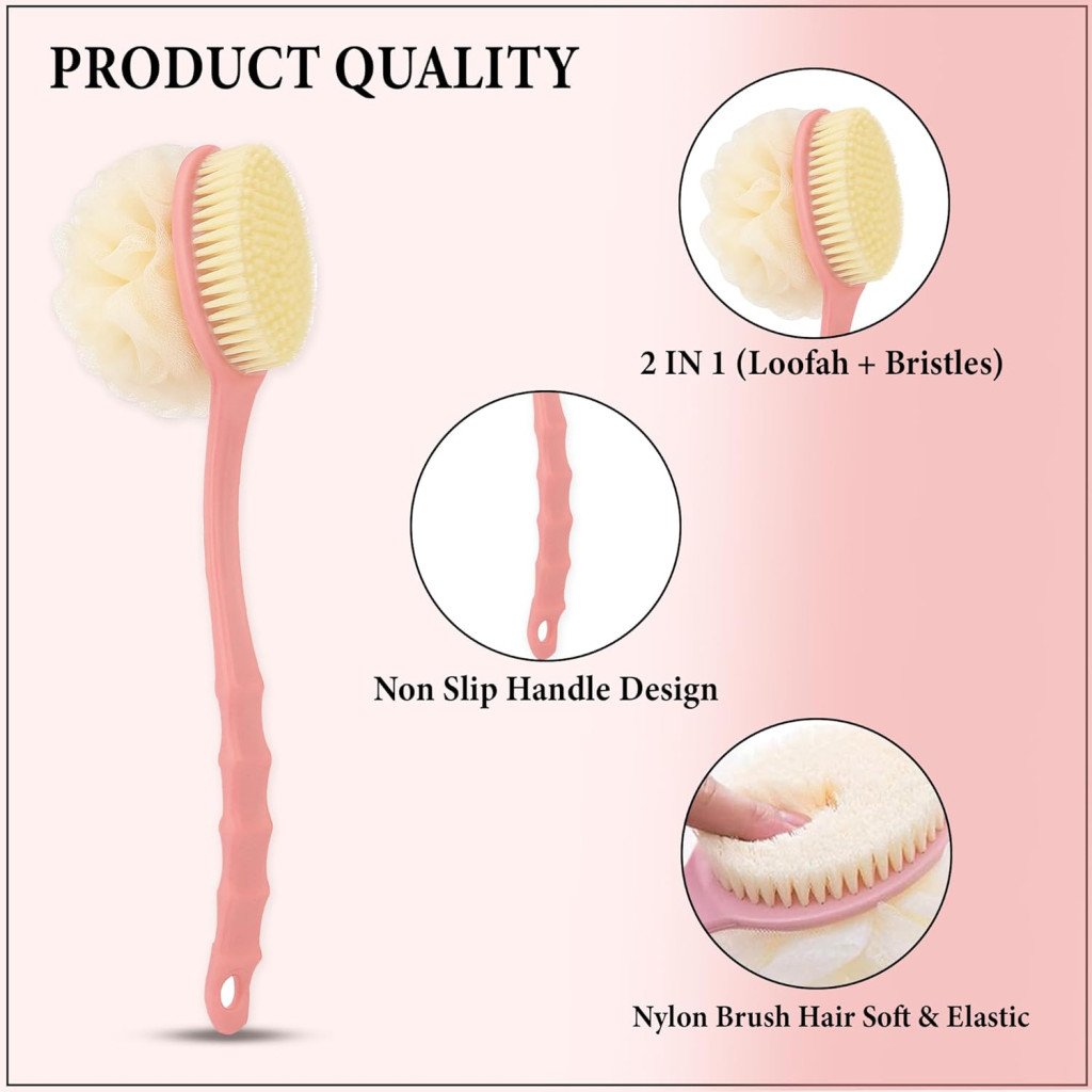 2 in 1 Bath Brush Back Body Scrubber