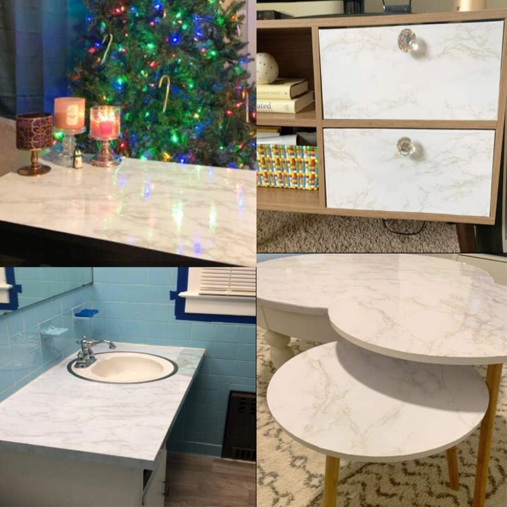 60x200 cm White marble Foil Roll