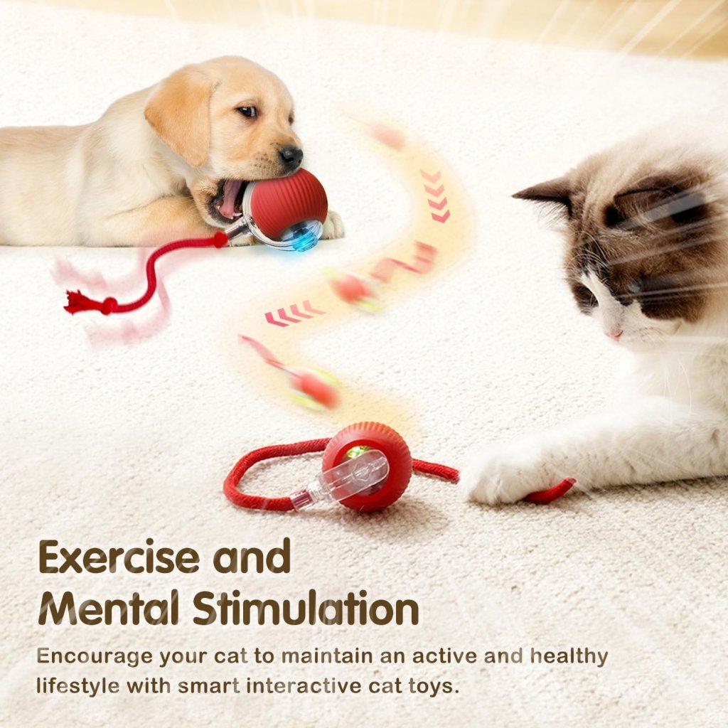 Automatic Cat Teaser Ball Red Rolling Ball
