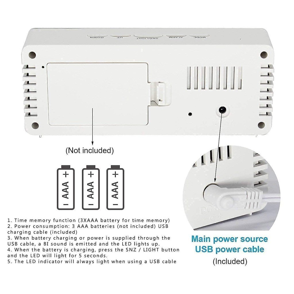 Digital Mirror Clock LED Display Alarm Cock