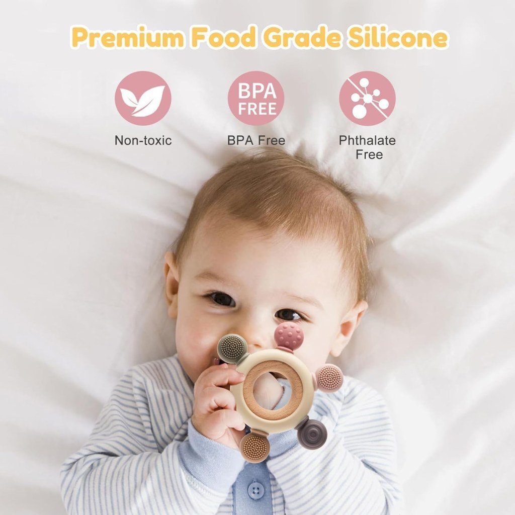 Silicone Wooden Baby Teether