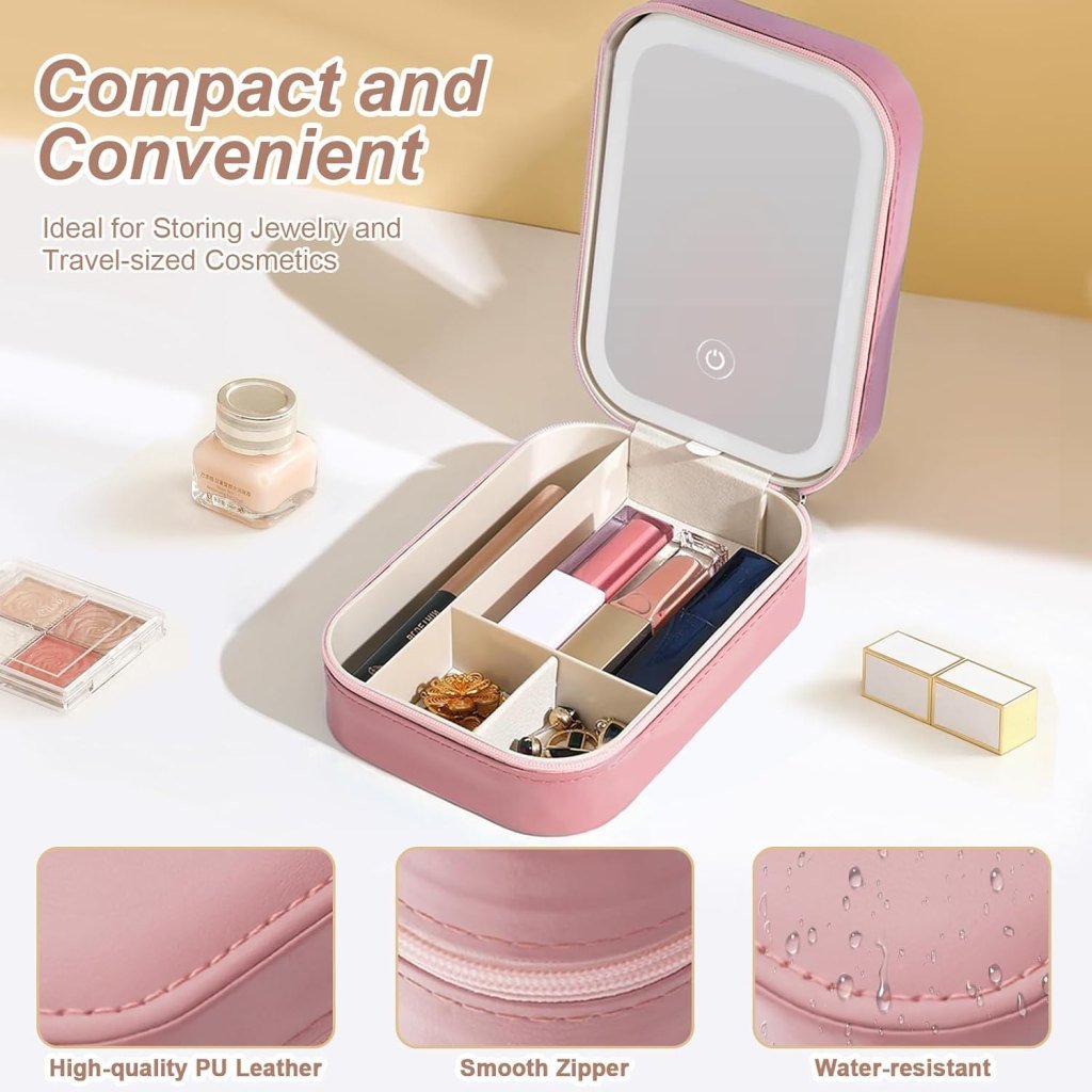 jewellery Makeup Storage box with led mirror Case