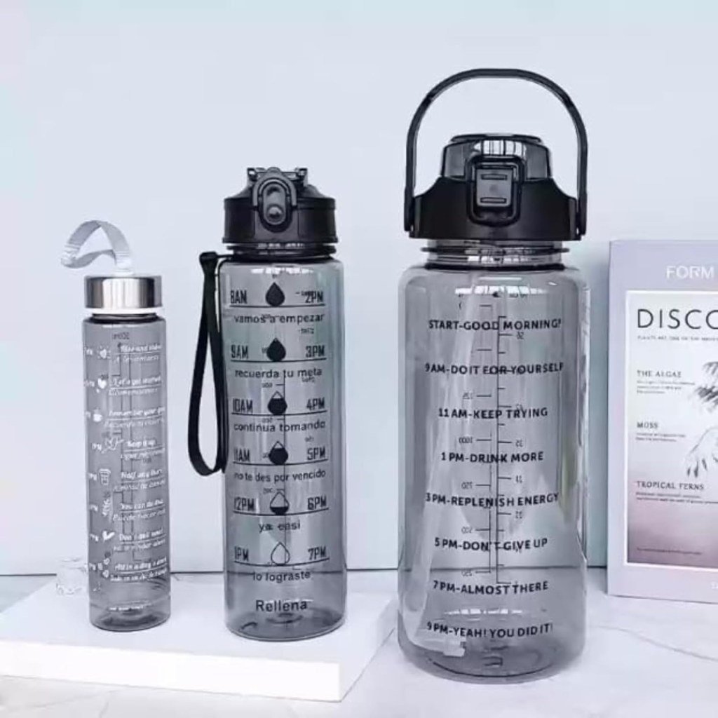 Transparent Motivational Timer Bottle set of 3